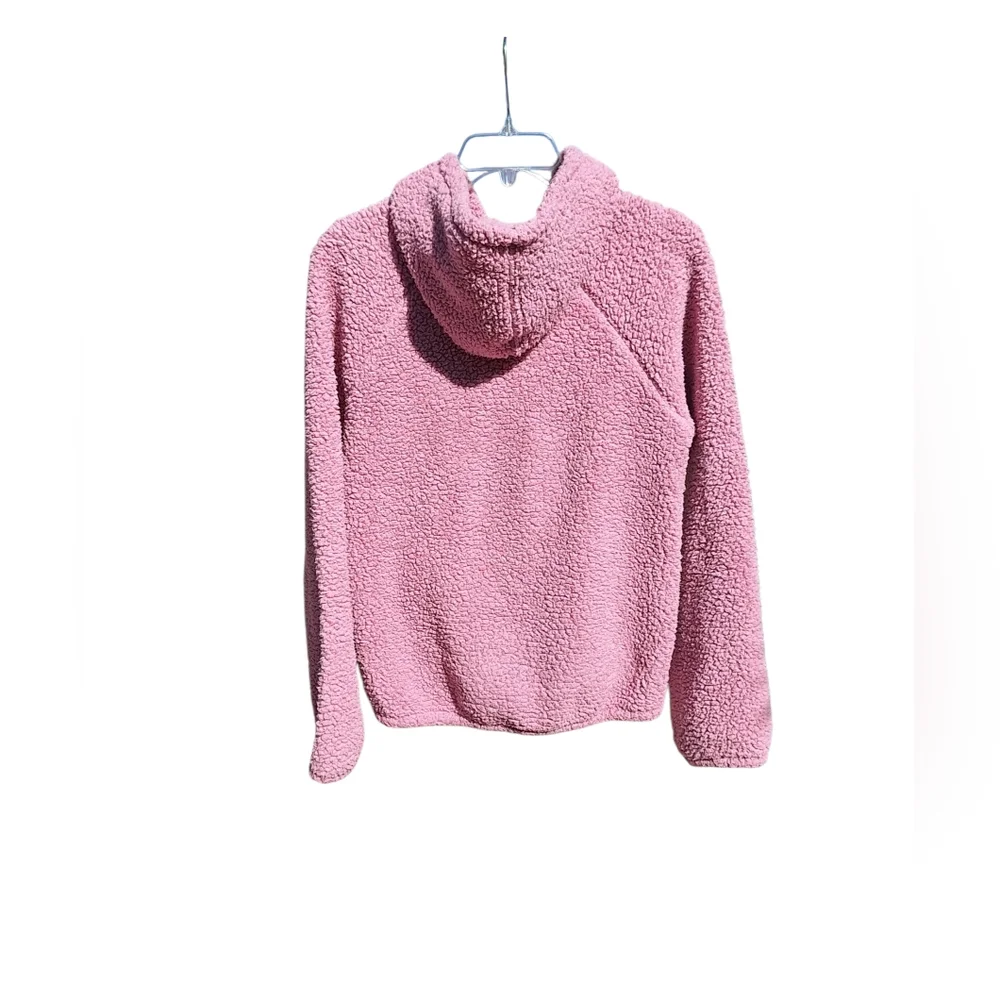 Old Navy Sherpa Fleece Hoodie 1/4 Zip Sweatshirt Pockets Pink Kids XXL Womens XS